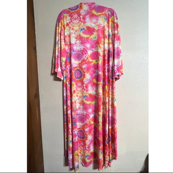Pink Rainbow Tie Dye Kimono/Duster - Picture 3 of 4